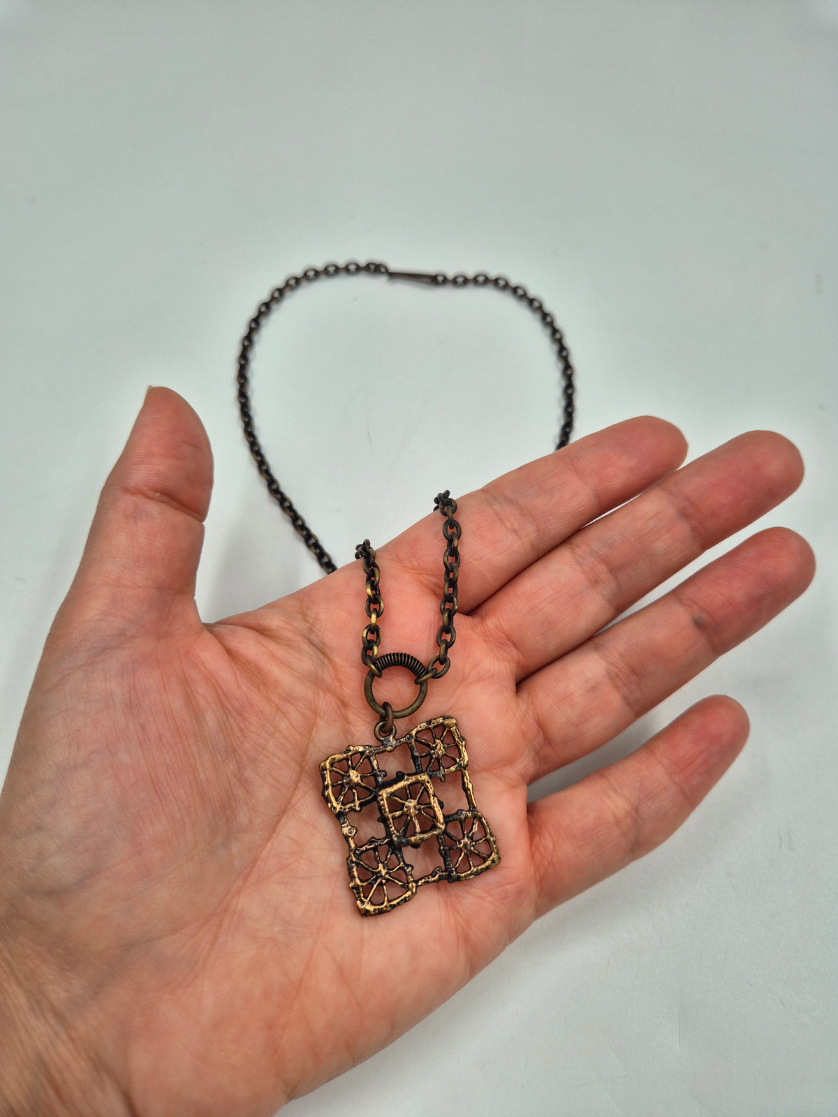 Pentti Sarpaneva Pitsi Bronze Necklace, Vintage Mid-Century Finnish Jewelry, Brutalist Design