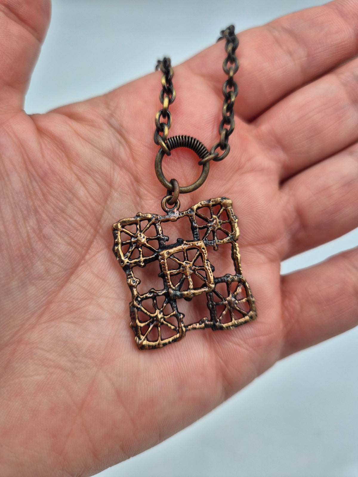 Pentti Sarpaneva Pitsi Bronze Necklace, Vintage Mid-Century Finnish Jewelry, Brutalist Design