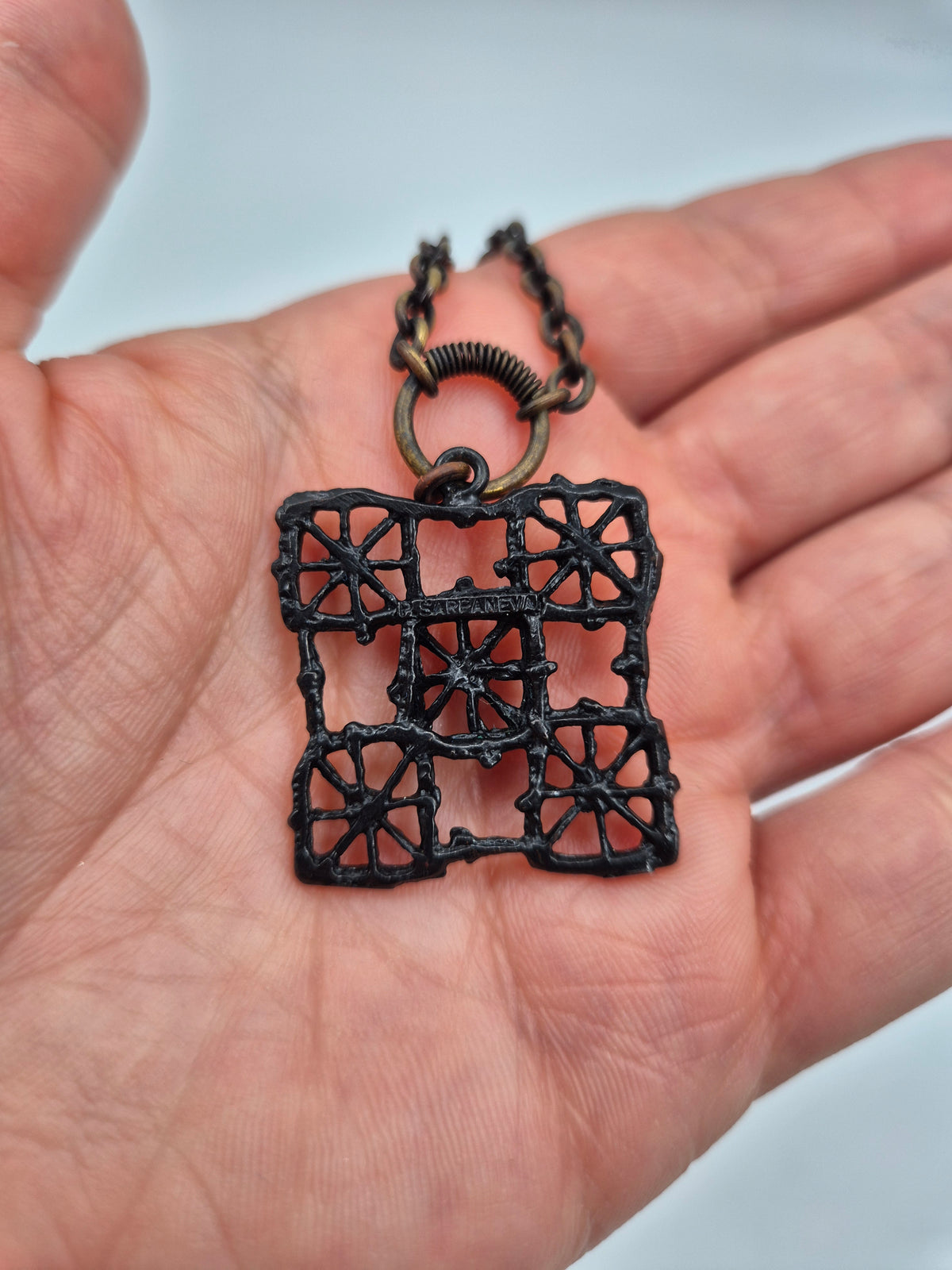 Pentti Sarpaneva Pitsi Bronze Necklace, Vintage Mid-Century Finnish Jewelry, Brutalist Design