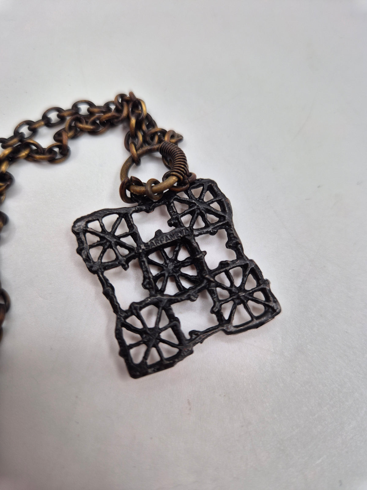 Pentti Sarpaneva Pitsi Bronze Necklace, Vintage Mid-Century Finnish Jewelry, Brutalist Design