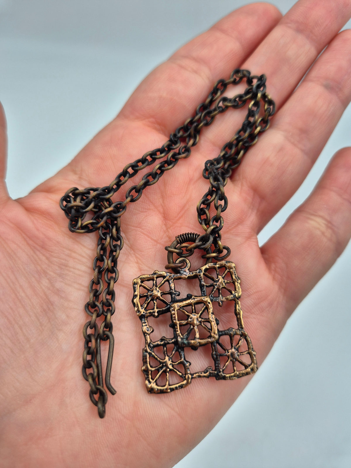 Pentti Sarpaneva Pitsi Bronze Necklace, Vintage Mid-Century Finnish Jewelry, Brutalist Design