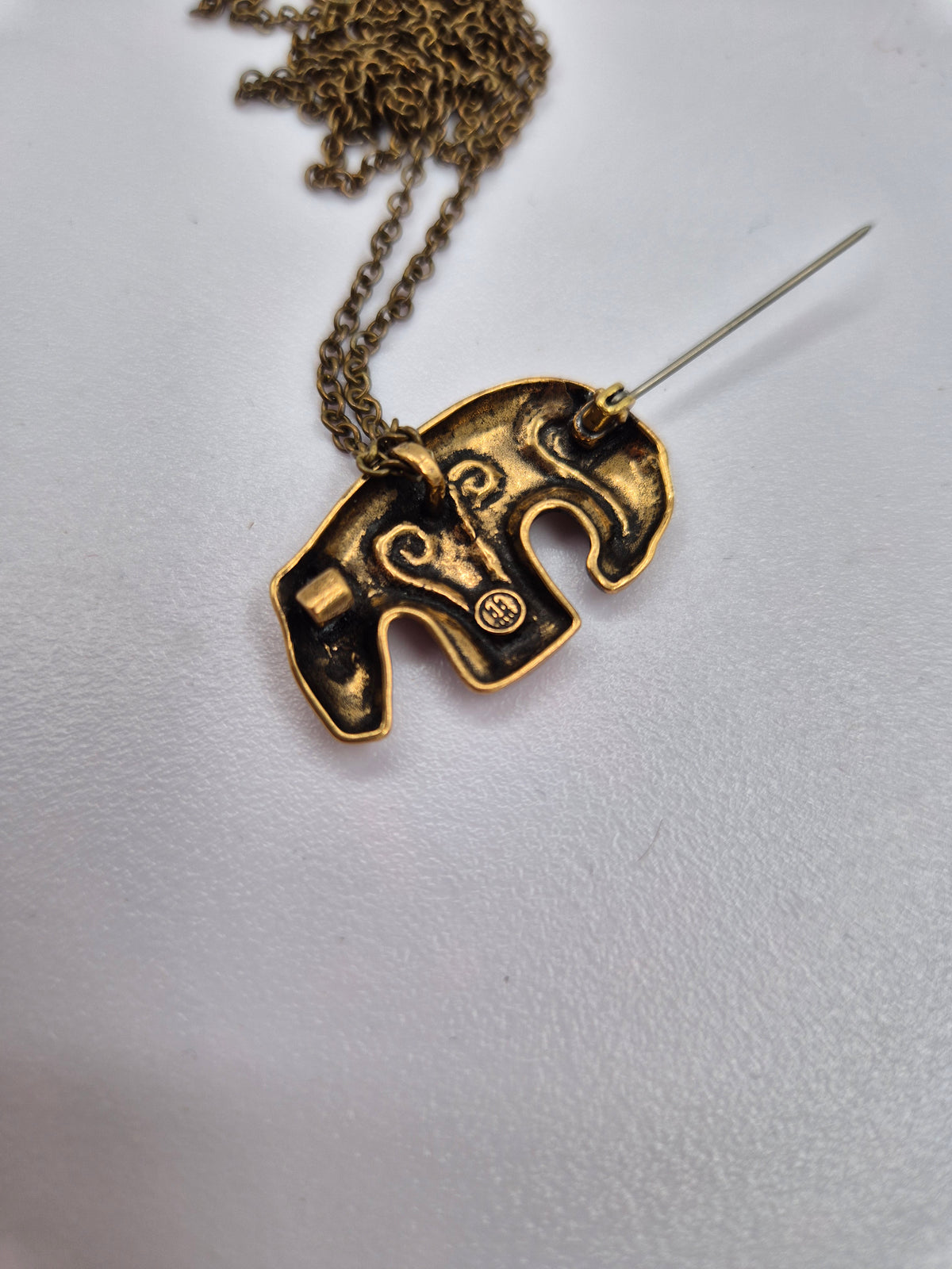 Kalevala Koru, Kalevankarhu, Bronze Bear Pendant Brooch, Vintage Finnish Jewelry, Bear Necklace, 60 cm Chain
