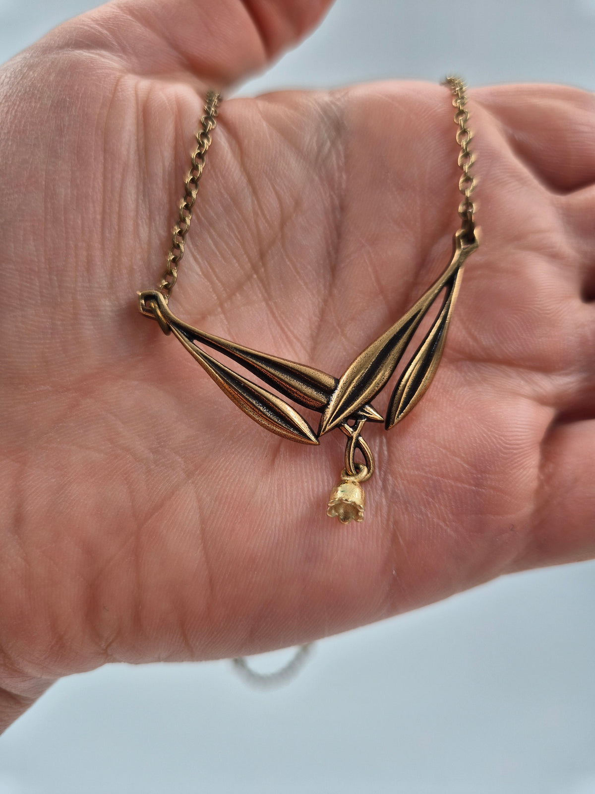 Kalevala Koru Kielo Necklace, Tony Granholm, Bronze, Finnish Vintage Jewelry, Lili of the Valley necklace