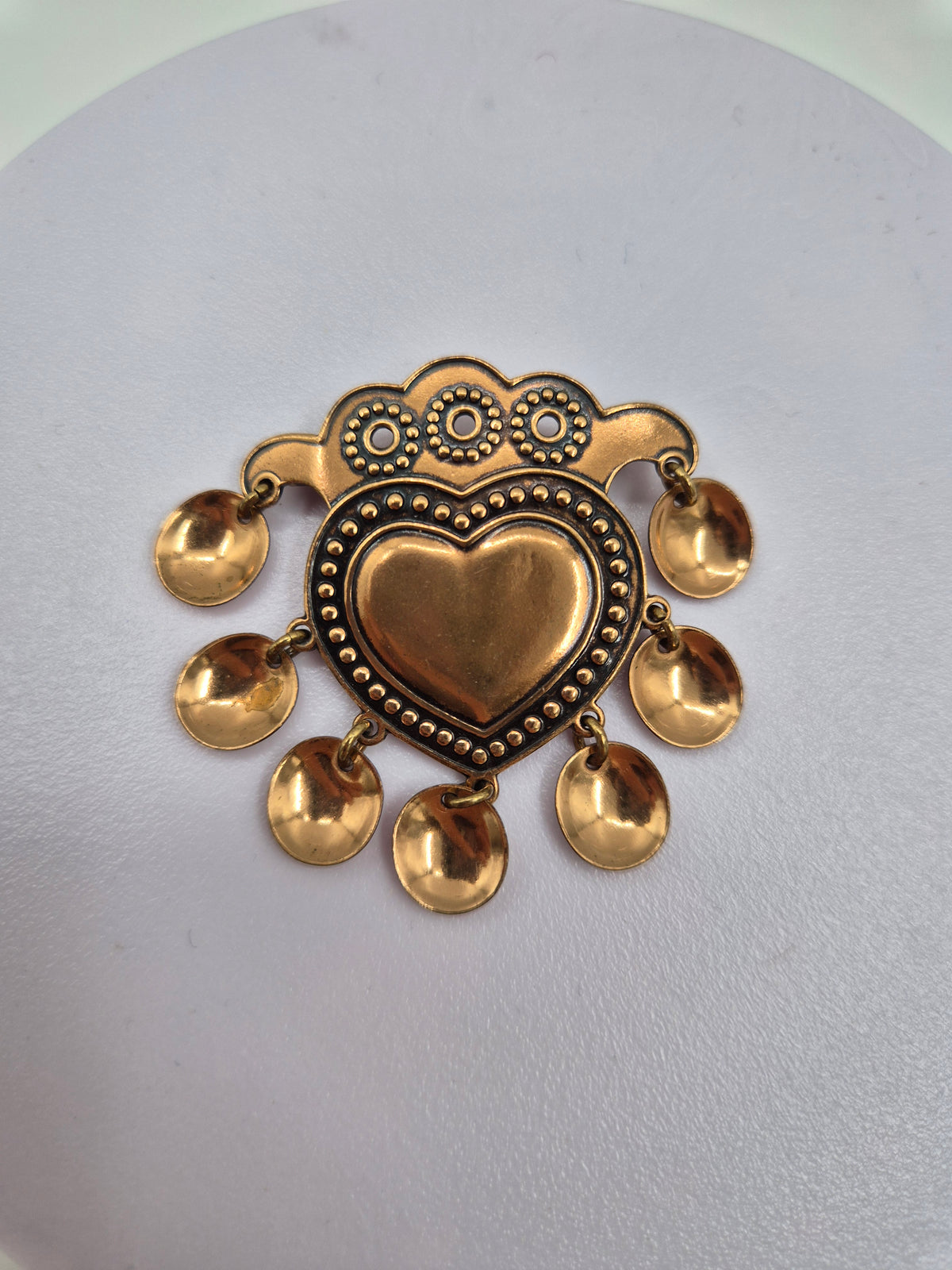Kalevala Koru SALT-Sydän Bronze Brooch, Germund Paaer, Vintage Finnish Jewelry, 1970s