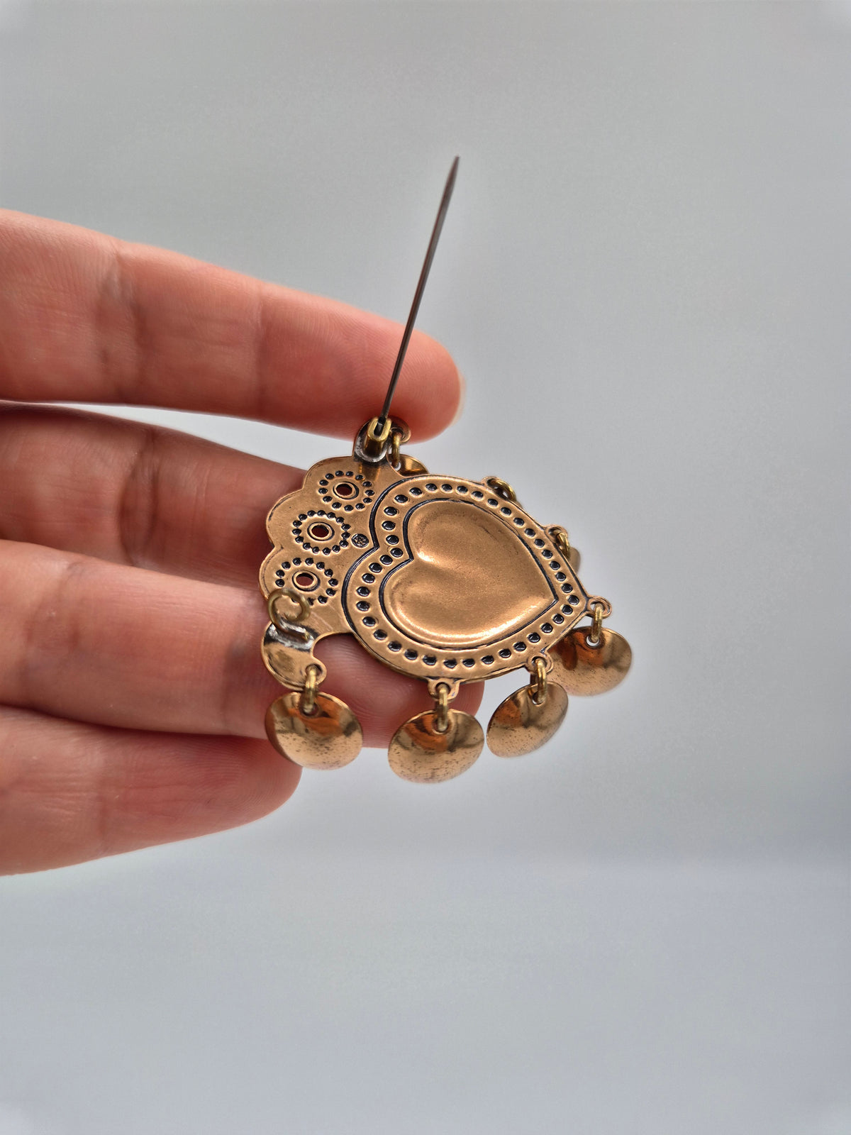 Kalevala Koru SALT-Sydän Bronze Brooch, Germund Paaer, Vintage Finnish Jewelry, 1970s