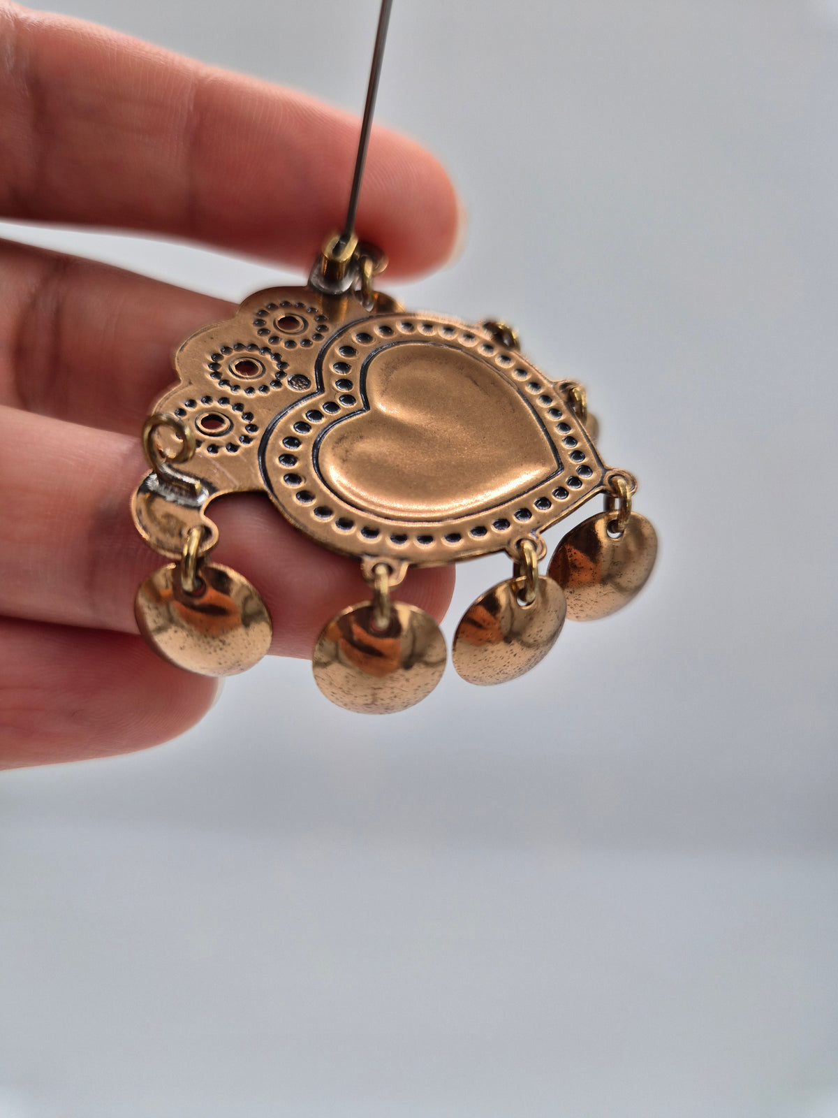 Kalevala Koru SALT-Sydän Bronze Brooch, Germund Paaer, Vintage Finnish Jewelry, 1970s