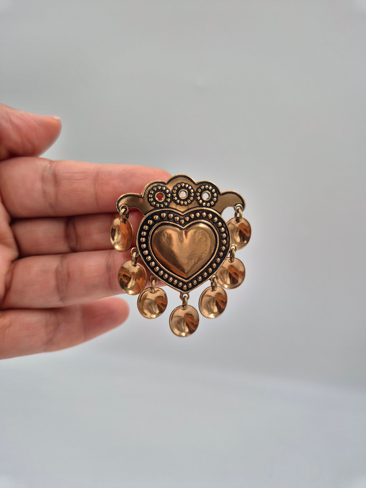 Kalevala Koru SALT-Sydän Bronze Brooch, Germund Paaer, Vintage Finnish Jewelry, 1970s