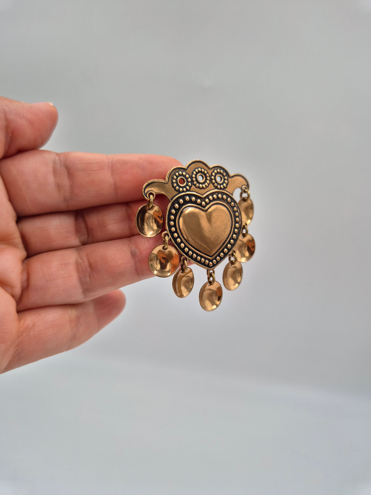 Kalevala Koru SALT-Sydän Bronze Brooch, Germund Paaer, Vintage Finnish Jewelry, 1970s