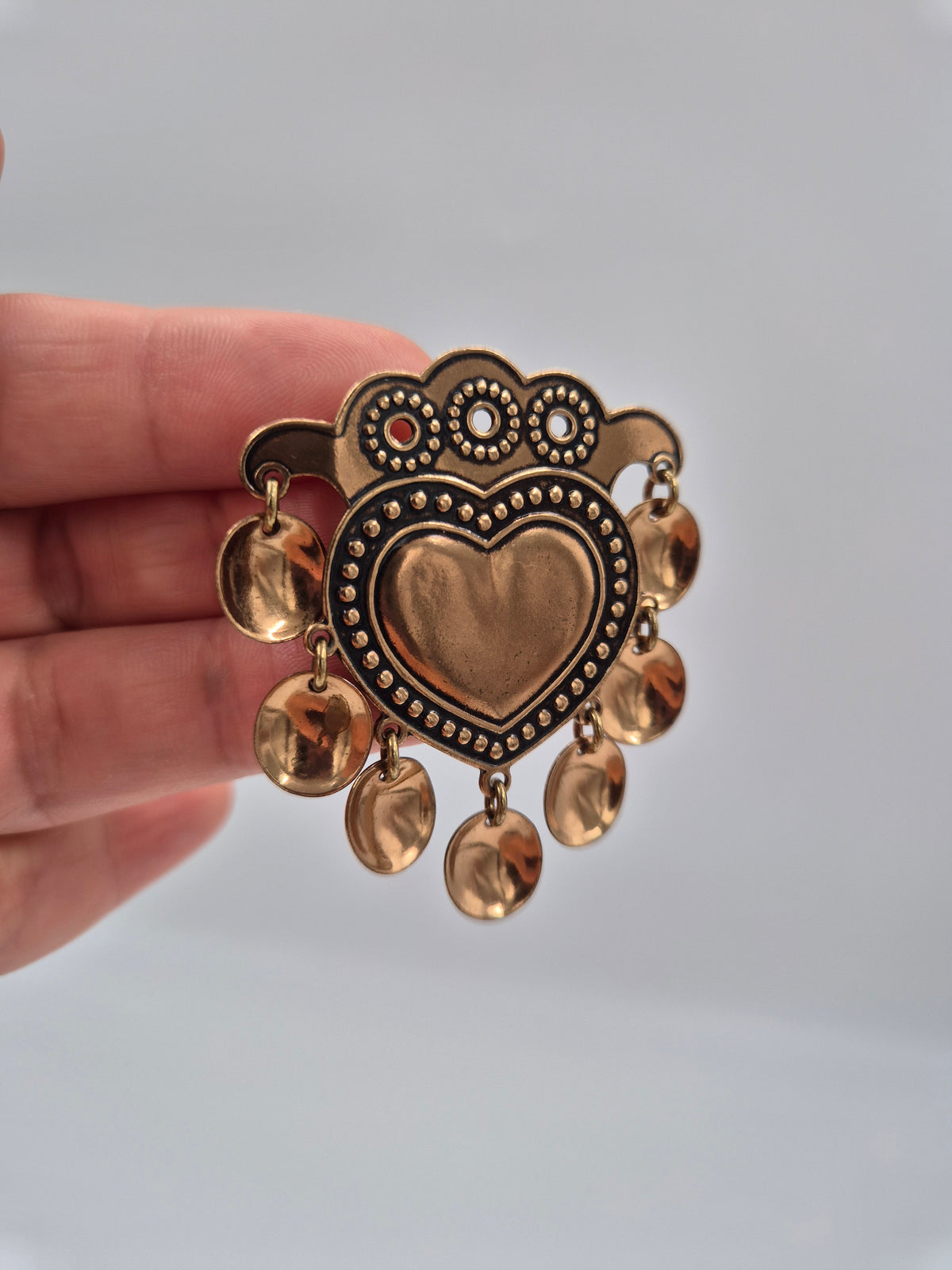 Kalevala Koru SALT-Sydän Bronze Brooch, Germund Paaer, Vintage Finnish Jewelry, 1970s