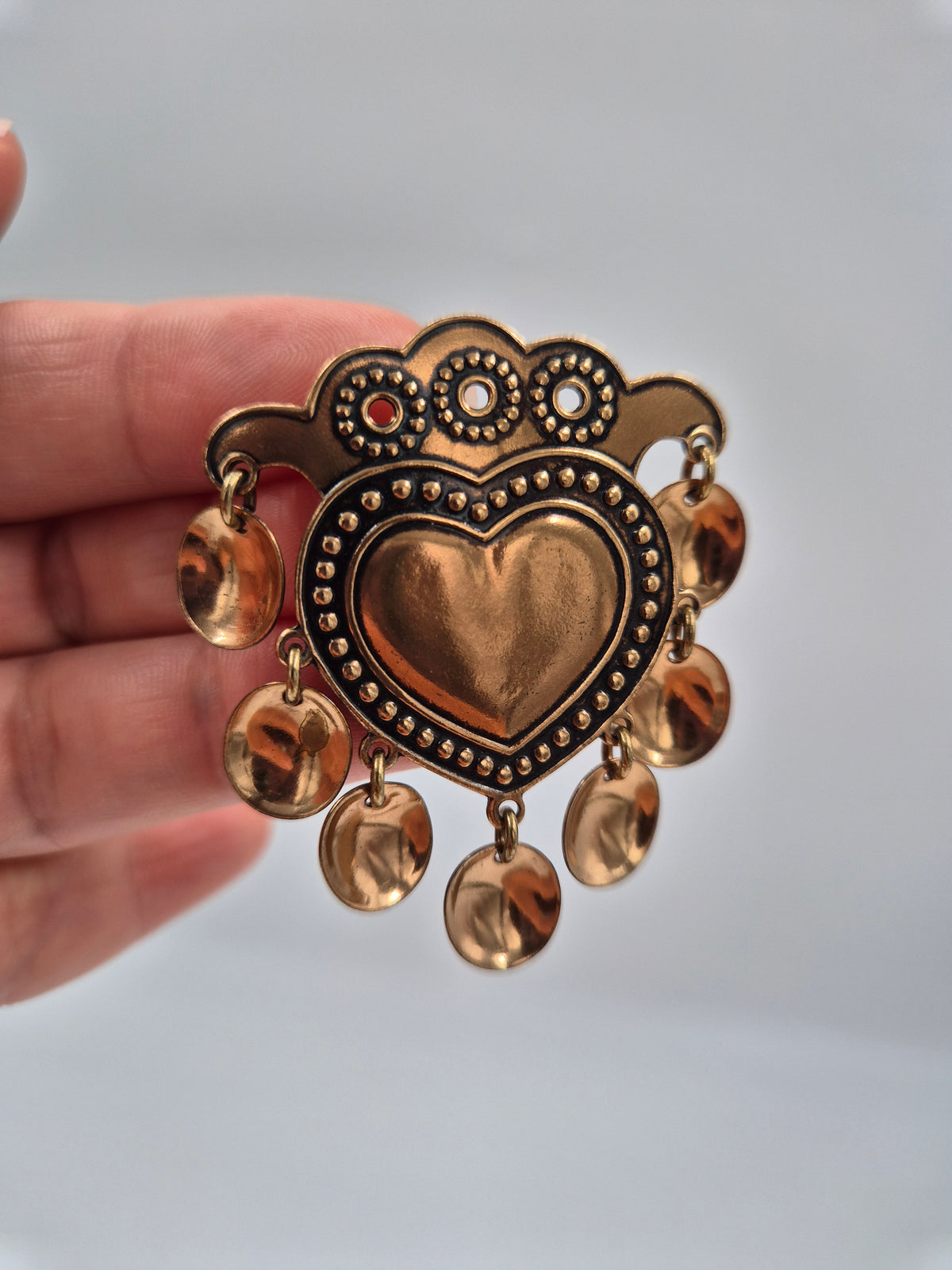 Kalevala Koru SALT-Sydän Bronze Brooch, Germund Paaer, Vintage Finnish Jewelry, 1970s