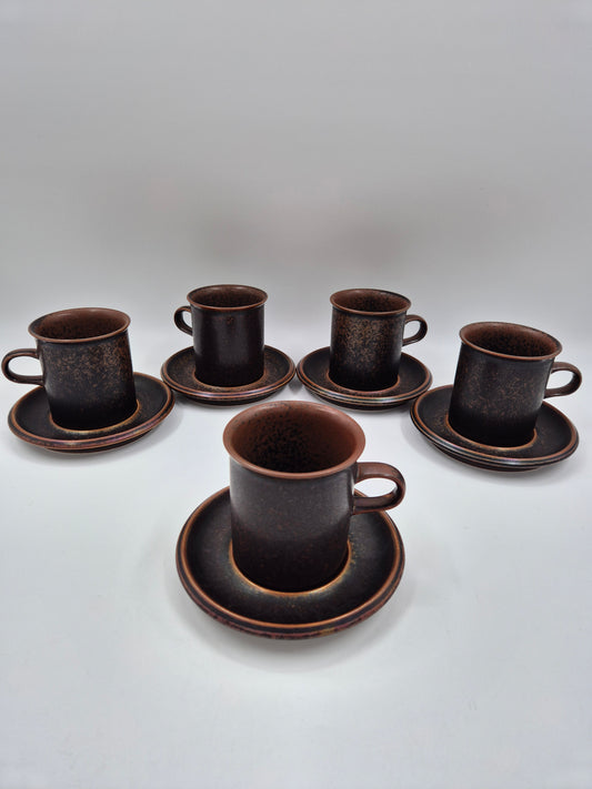 Set of 5 Arabia Ruska Coffee Sets designed by Ulla Procopé, 1960s