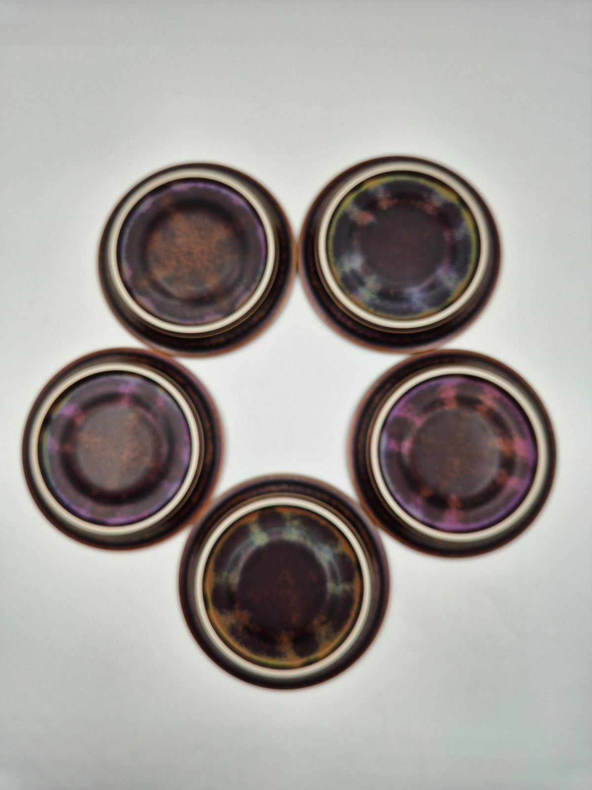 Arabia Ruska Vintage Coffee Cups and Saucers Set of 5 – Ulla Procopé, Finnish Stoneware, Scandinavian Design