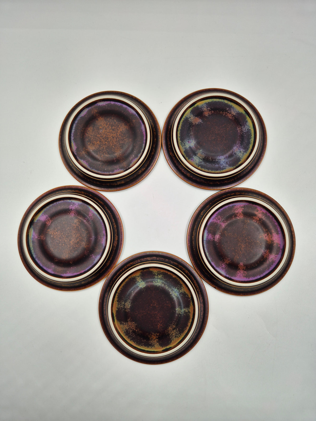 Arabia Finland Ruska Vintage Koffiekopje, Schoteltje &amp; Dessertbord – Mid-Century Aardewerk Set