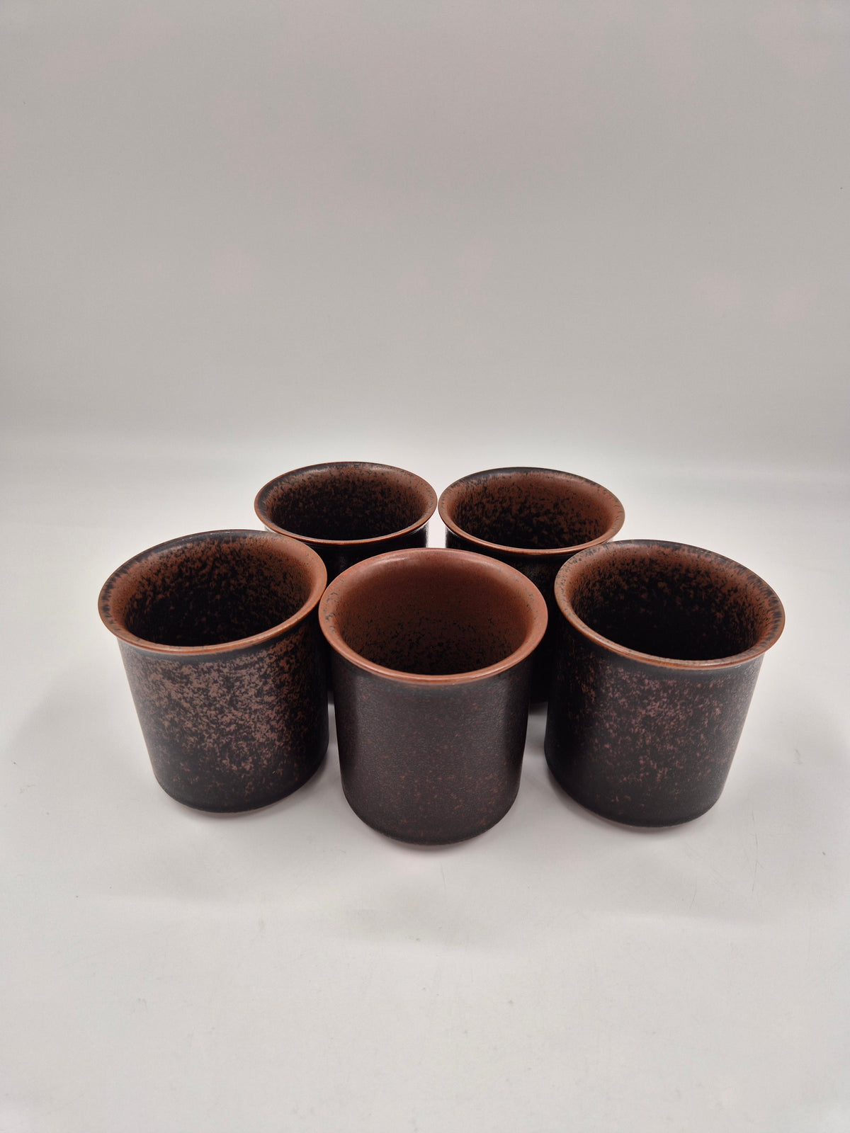 Arabia Ruska Vintage Coffee Cups and Saucers Set of 5 – Ulla Procopé, Finnish Stoneware, Scandinavian Design