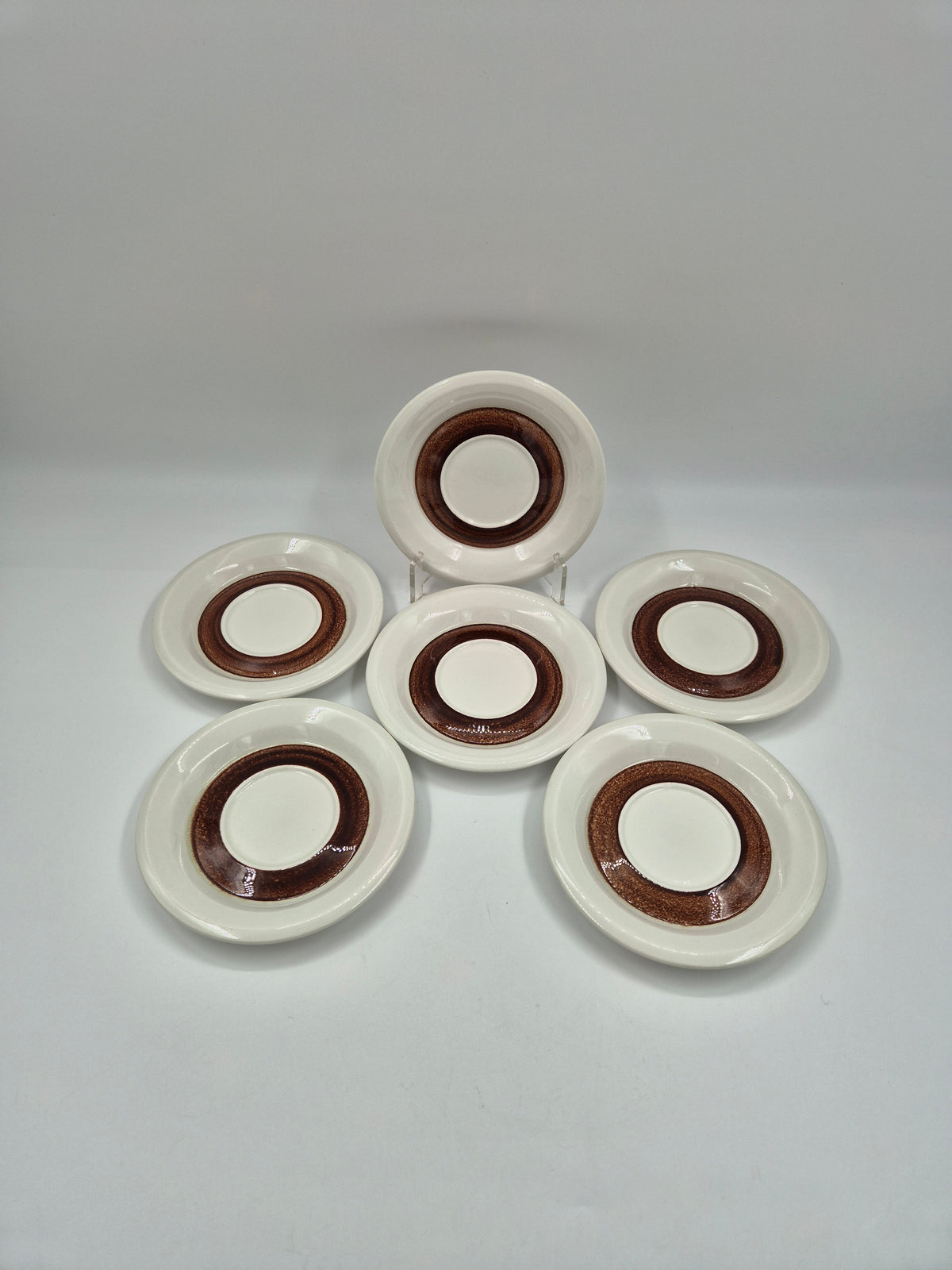 Arabia Faenza Brown Flower 16-piece, trio set, Inkeri Seppälä, Mocca, Espresso, Coffee Cups, 1973–1979