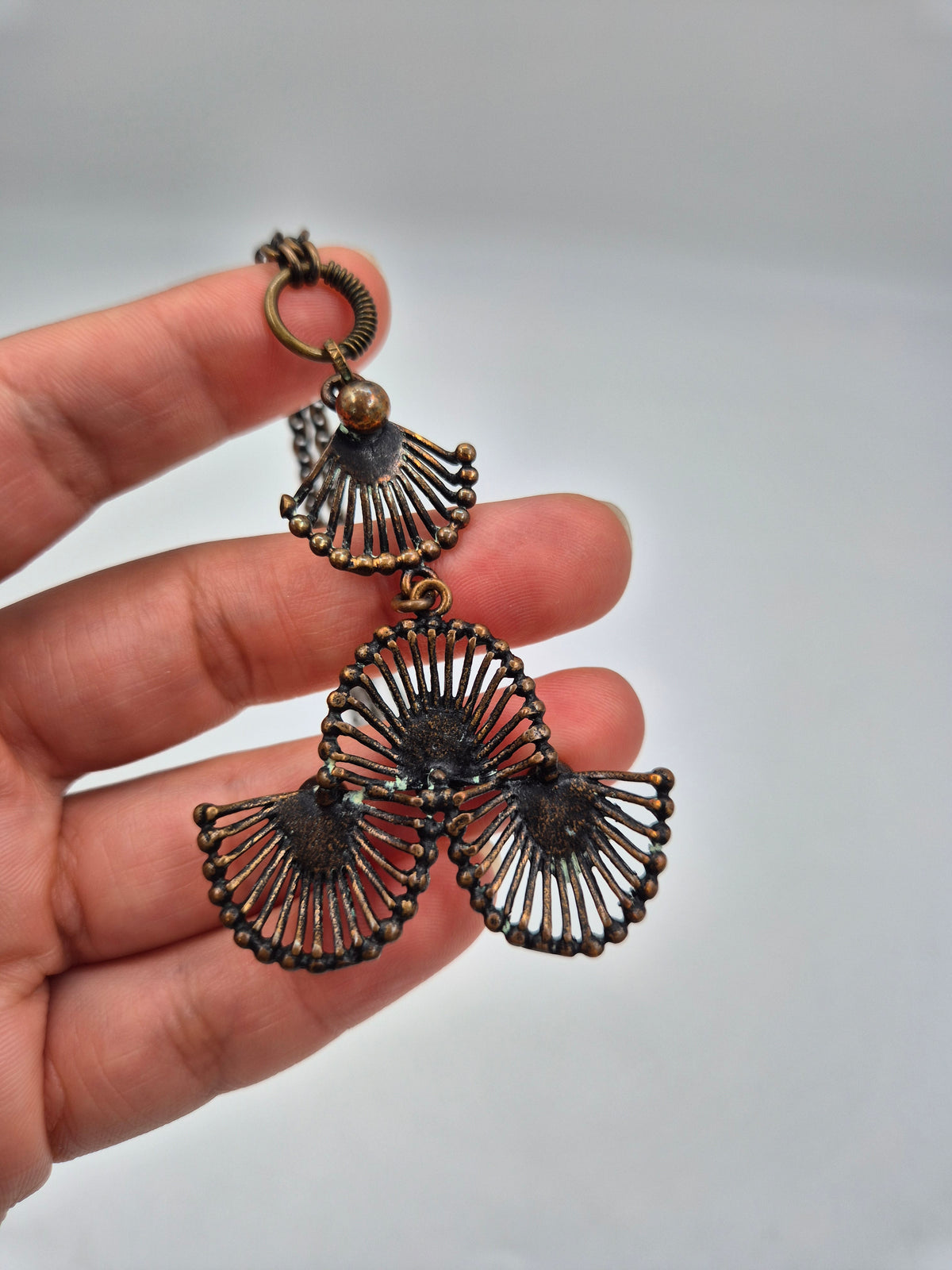 Pentti Sarpaneva Riikinkukko Bronze Necklace, Turun Hopea, Vintage Finnish Mid-Century Jewelry, Peacock Pendant