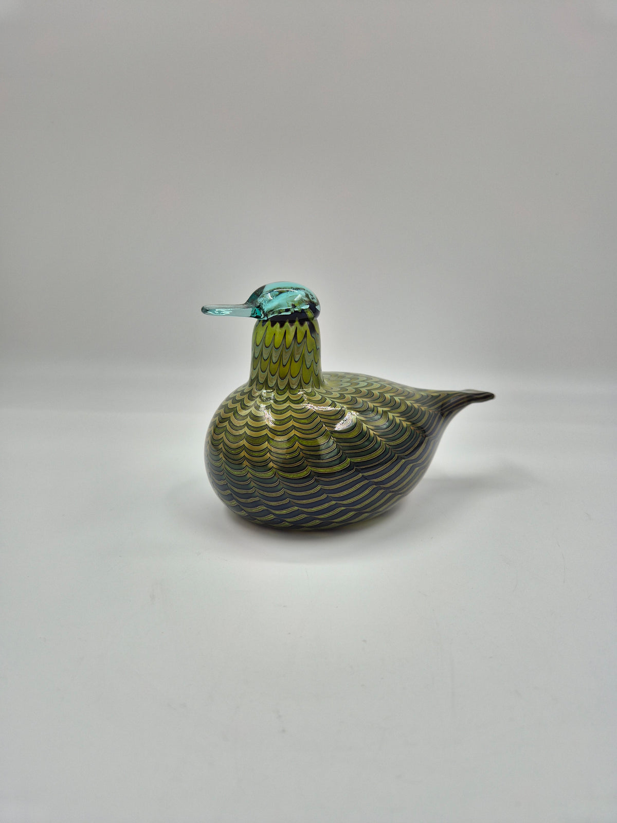 Oiva Toikka Tavitar Glass Bird | Iittala Nuutajärvi Common Teal 1999–2009 | Signed Finnish Art Glass | Scandinavian Decor