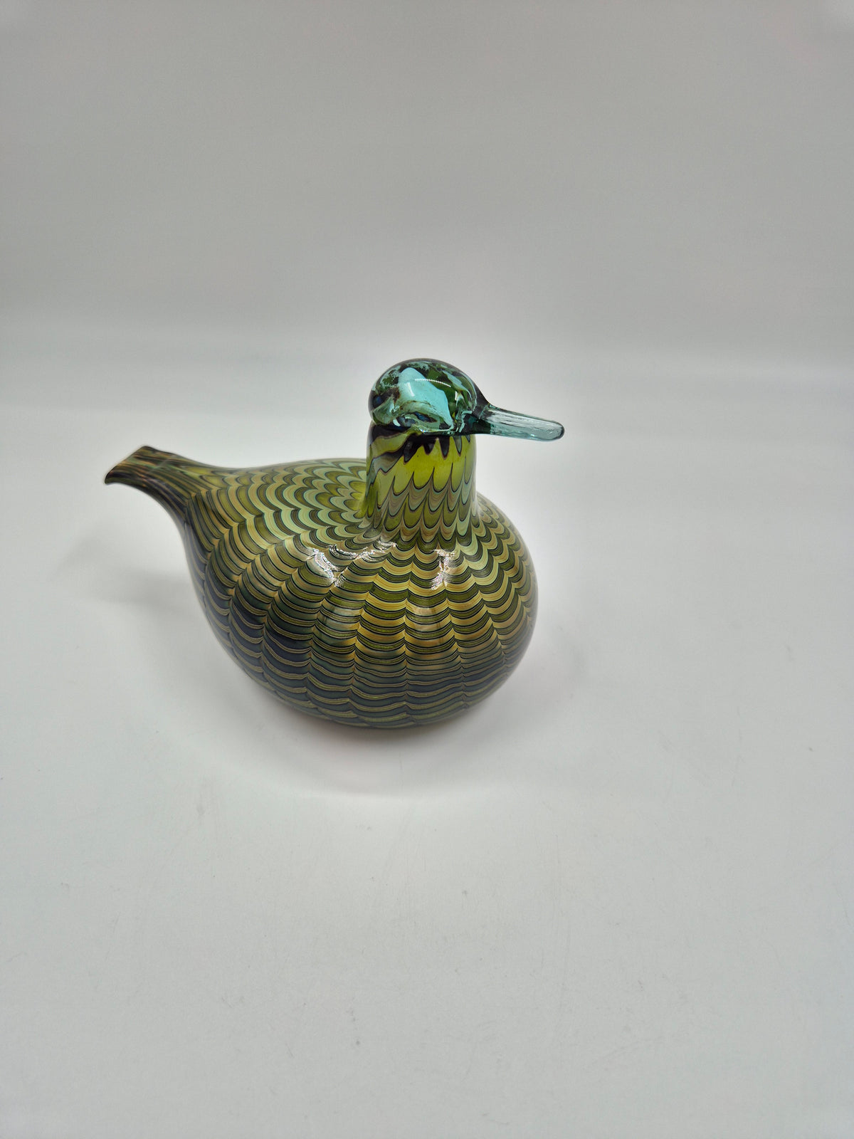 Oiva Toikka Tavitar Glass Bird | Iittala Nuutajärvi Common Teal 1999–2009 | Signed Finnish Art Glass | Scandinavian Decor