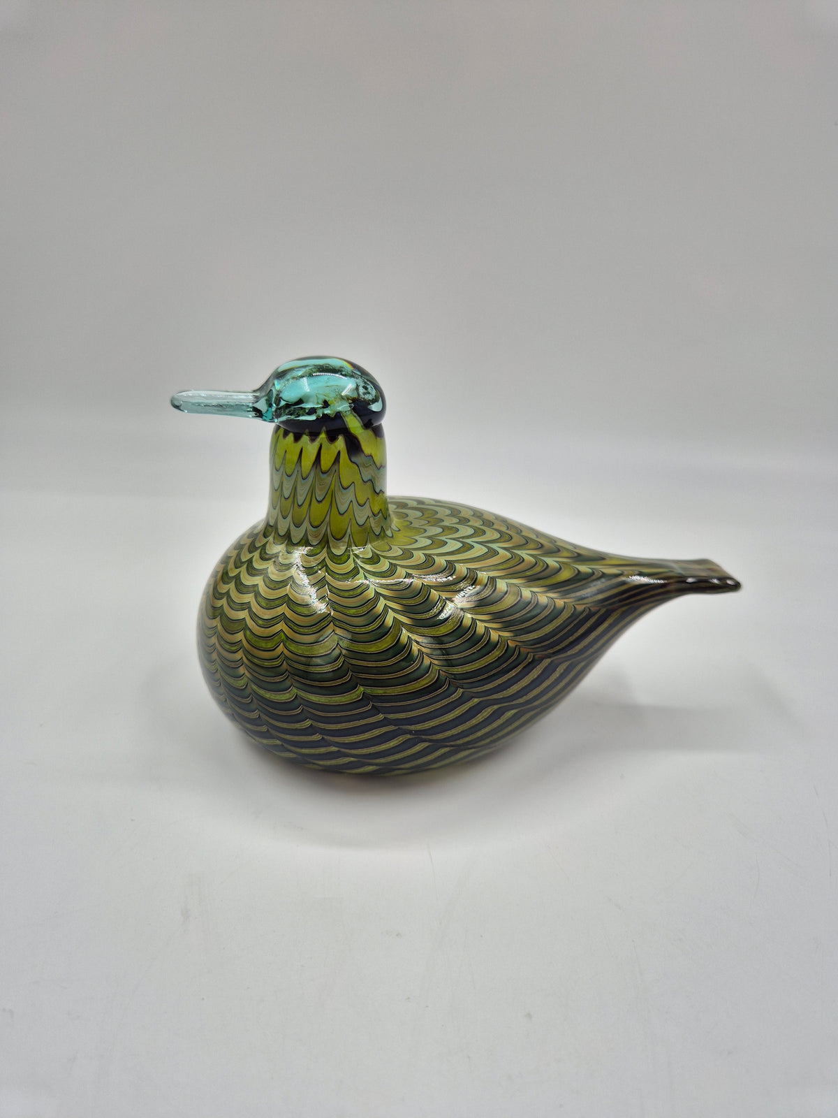 Oiva Toikka Tavitar Glass Bird | Iittala Nuutajärvi Common Teal 1999–2009 | Signed Finnish Art Glass | Scandinavian Decor