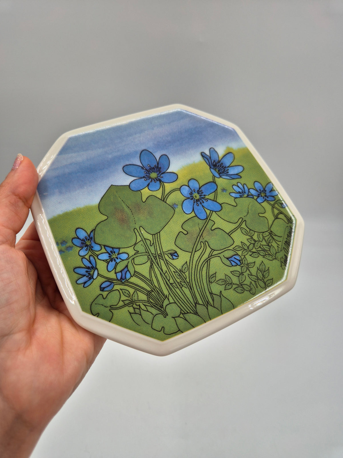 Arabia Sinivuokko Wall Plate by Toivo G. Utriainen, 15 cm