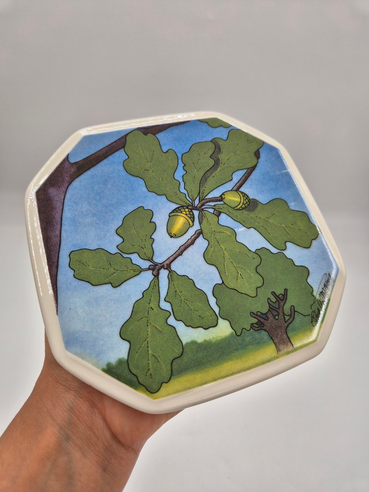Arabia Tammi Wall Plate 15cm, Toivo G. Utriainen, Finnish Vintage Ceramic, Varsinais-Suomi Oak, 1993