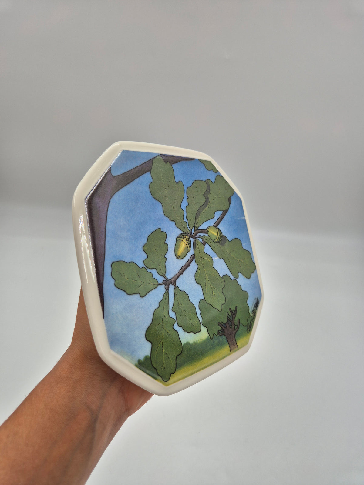 Arabia Tammi Wall Plate 15cm, Toivo G. Utriainen, Finnish Vintage Ceramic, Varsinais-Suomi Oak, 1993
