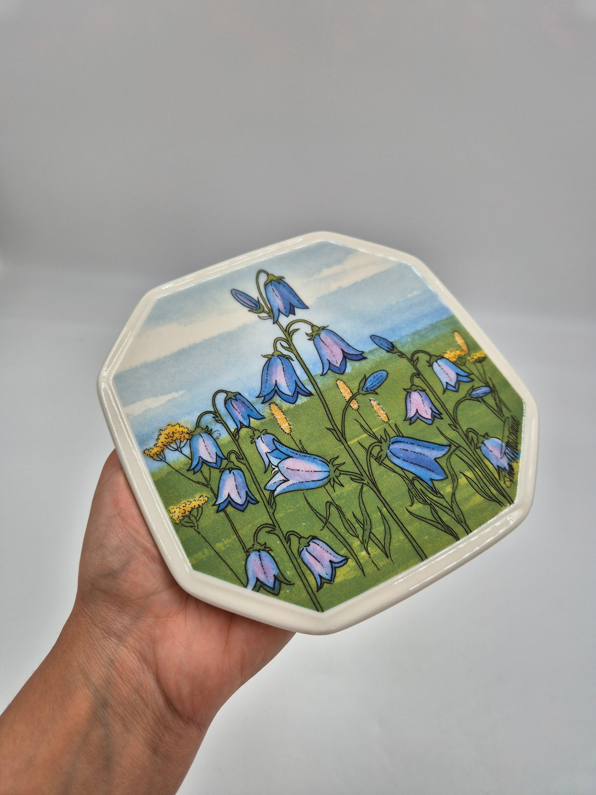 Vintage Arabia Kissankello Wall Plate 15cm, Toivo G. Utriainen, Finnish Regional Flower, 1993