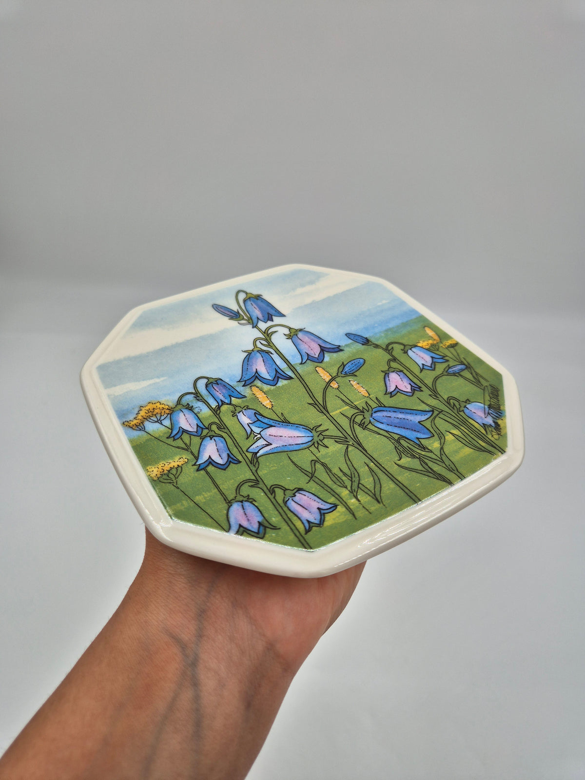 Vintage Arabia Kissankello Wall Plate 15cm, Toivo G. Utriainen, Finnish Regional Flower, 1993