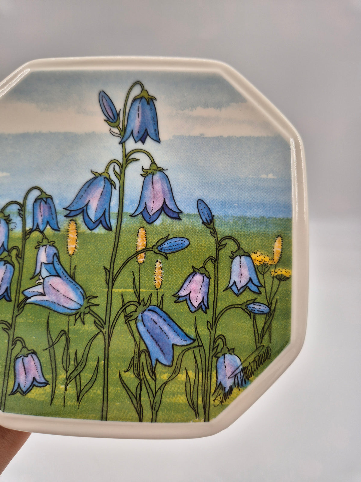 Vintage Arabia Kissankello Wall Plate 15cm, Toivo G. Utriainen, Finnish Regional Flower, 1993