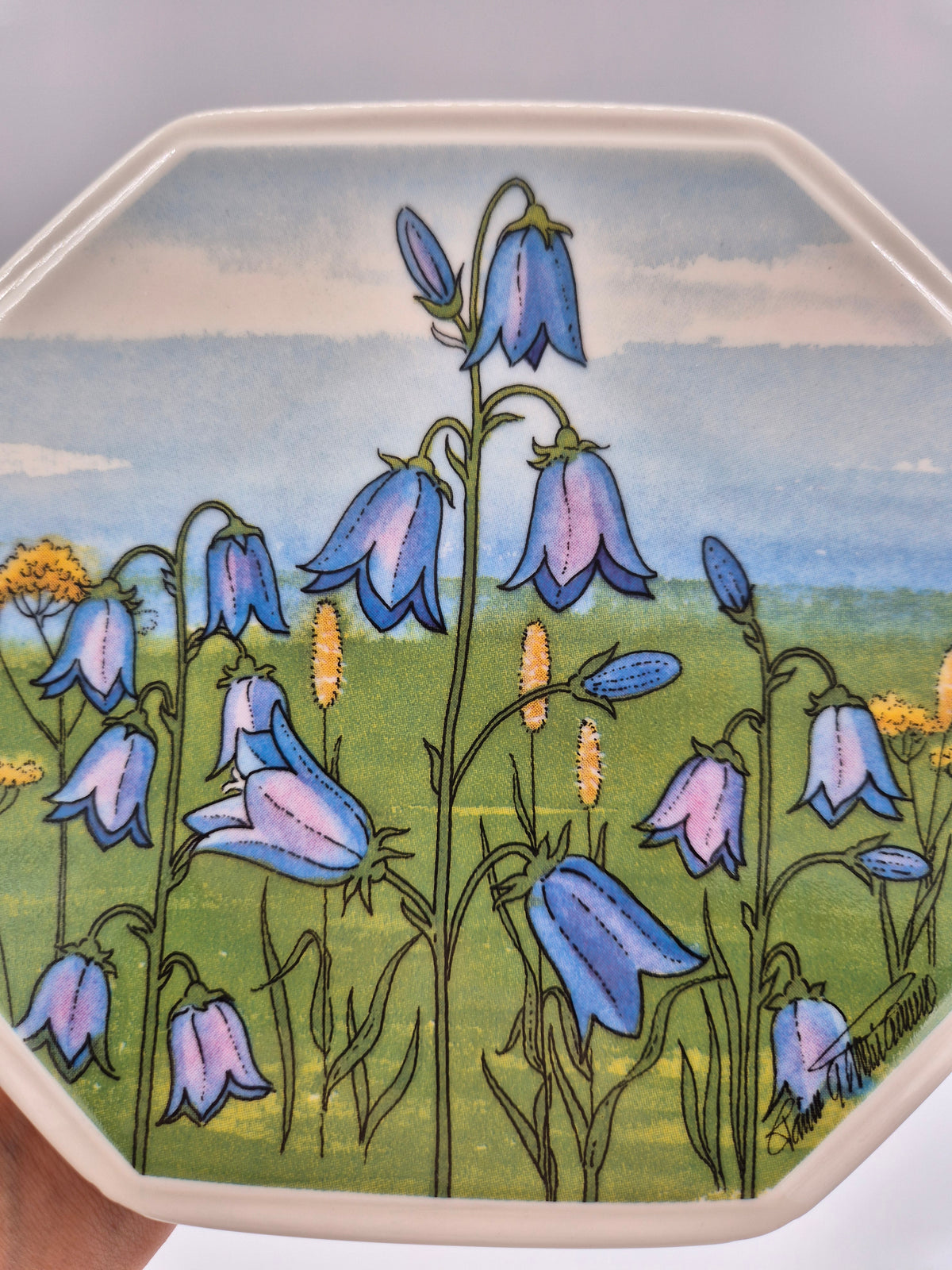 Vintage Arabia Kissankello Wall Plate 15cm, Toivo G. Utriainen, Finnish Regional Flower, 1993