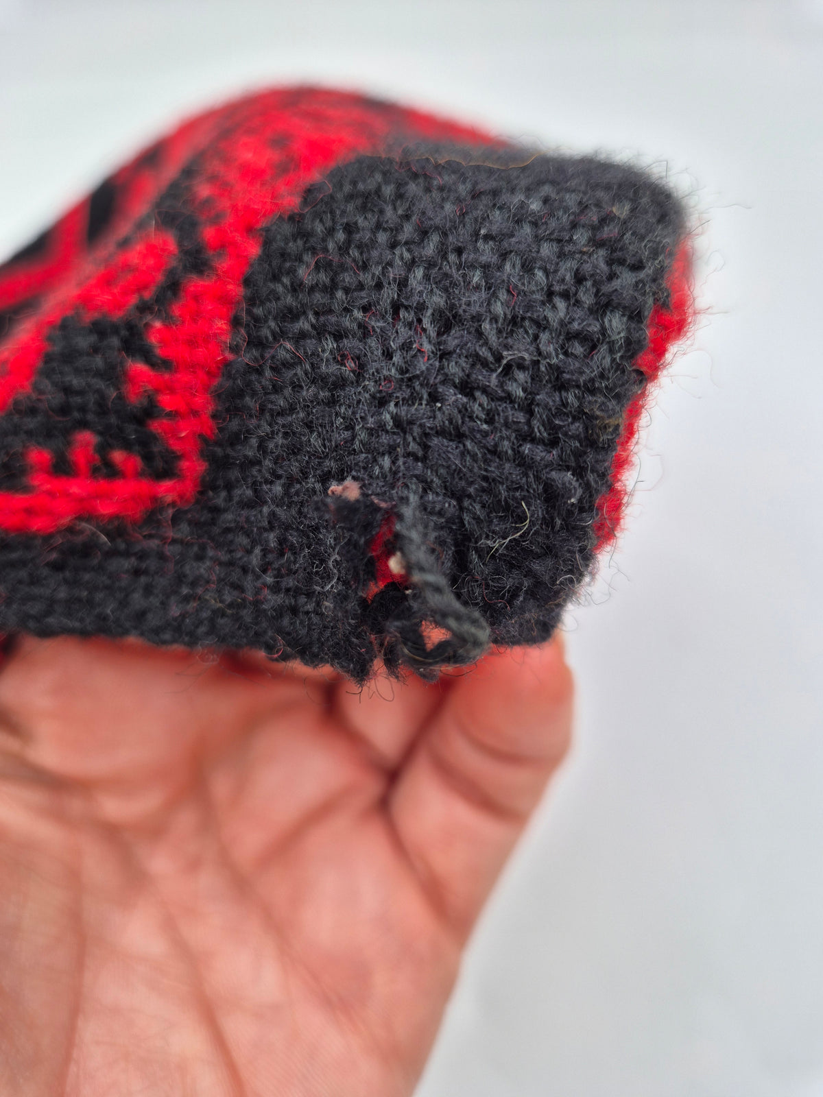 1970s Finnish Täkänä Wool Wall Hanging – Red & Black Double Weave, Midcentury Textile Art