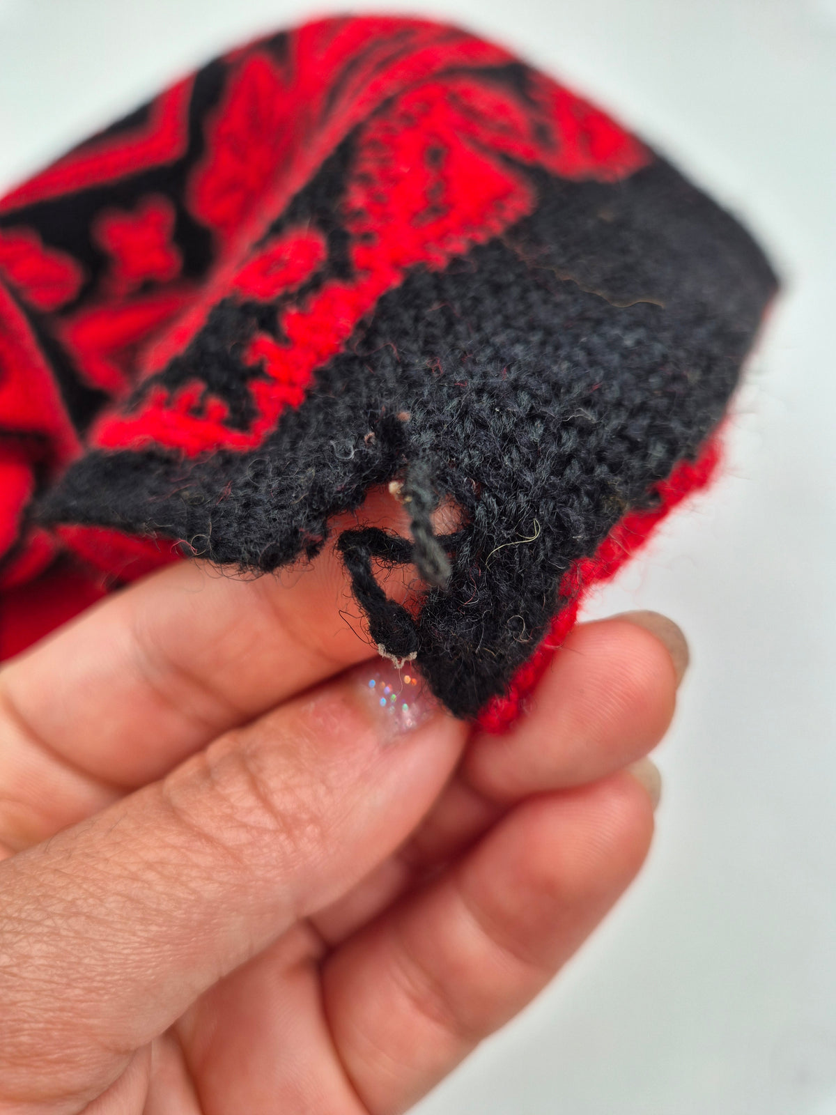 1970s Finnish Täkänä Wool Wall Hanging – Red & Black Double Weave, Midcentury Textile Art