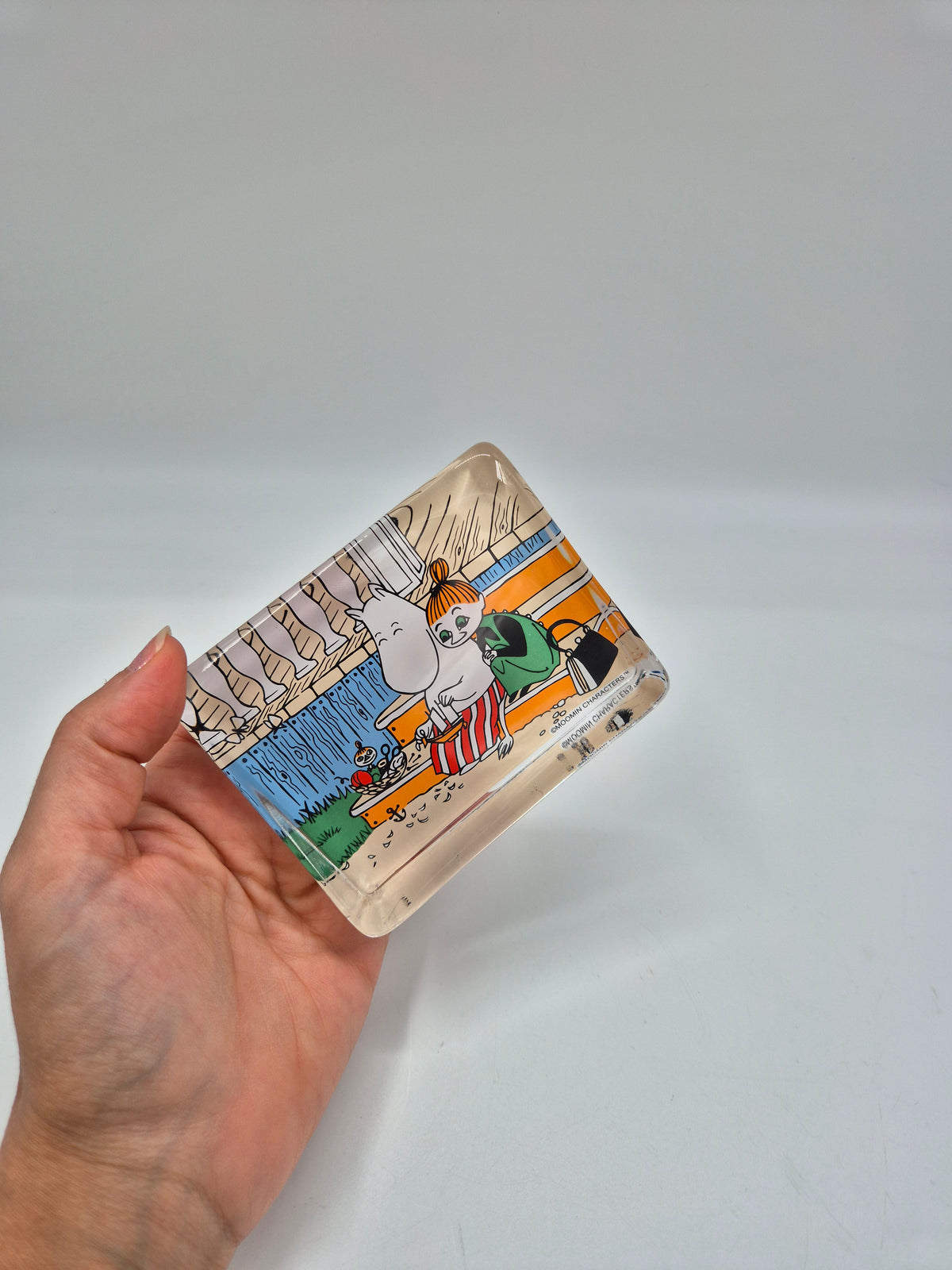 Vintage Iittala Moomin Glass Card, Tove Slotte-Elevant, Moomintroll and Little My