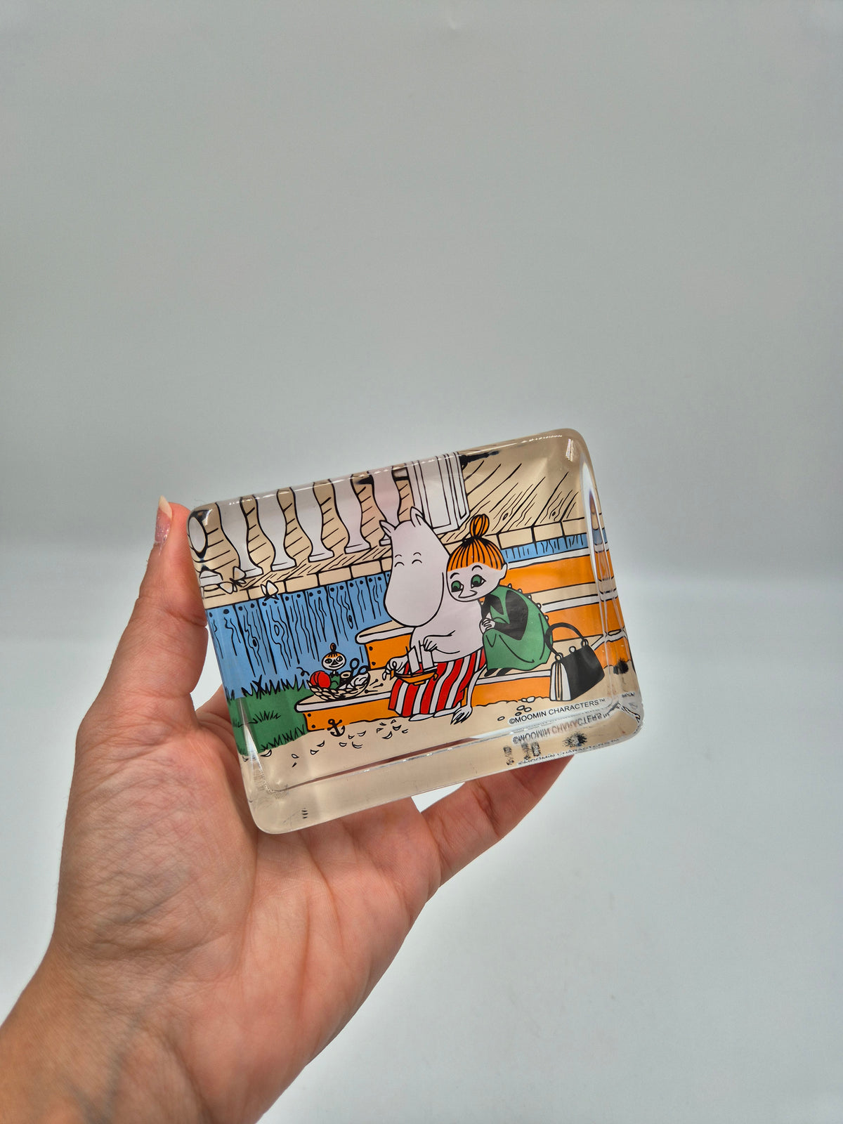 Vintage Iittala Moomin Glass Card, Tove Slotte-Elevant, Moomintroll and Little My