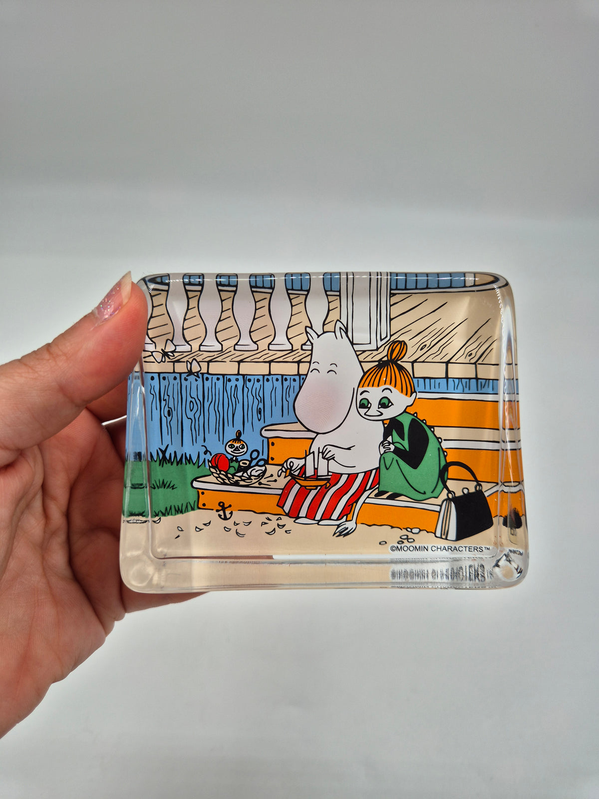 Vintage Iittala Moomin Glass Card, Tove Slotte-Elevant, Moomintroll and Little My