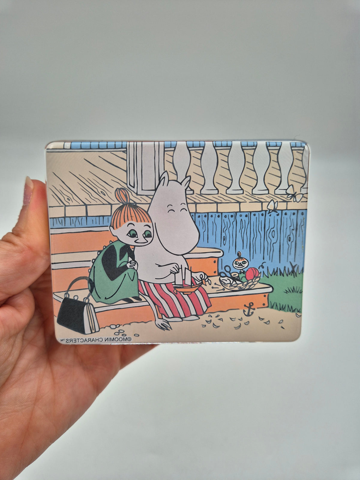 Vintage Iittala Moomin Glass Card, Tove Slotte-Elevant, Moomintroll and Little My