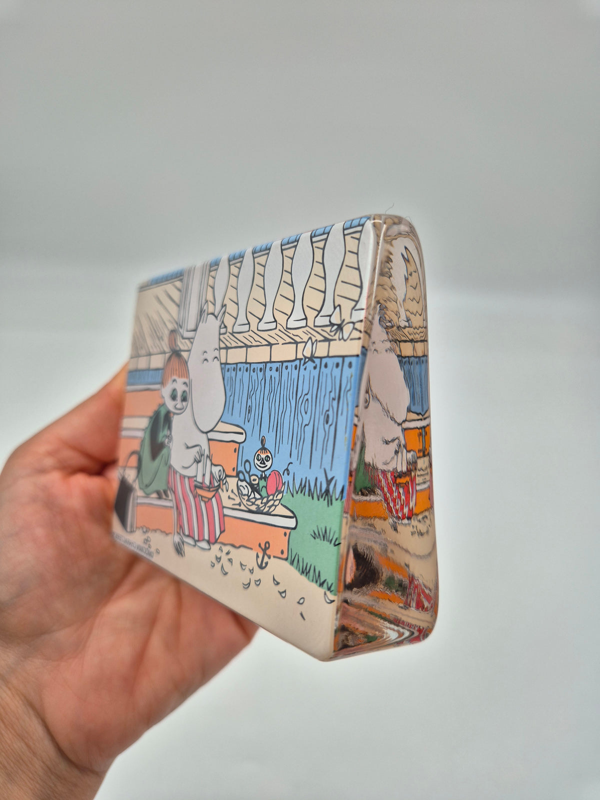Vintage Iittala Moomin Glass Card, Tove Slotte-Elevant, Moomintroll and Little My