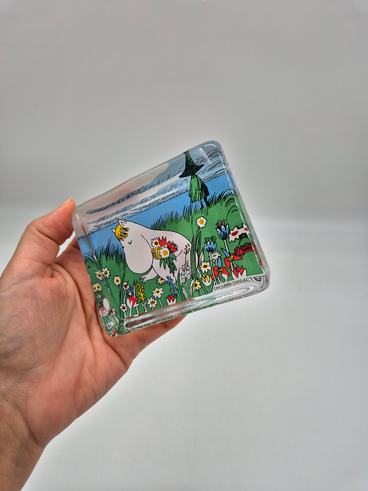 Vintage Iittala Moomin Glass Paperweight, Tove Slotte-Elevant Design, Finnish Glass Art