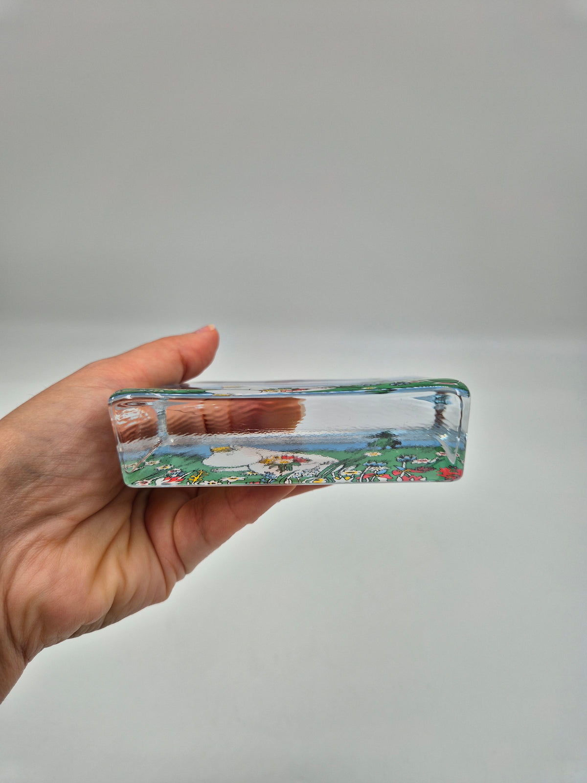 Vintage Iittala Moomin Glass Paperweight, Tove Slotte-Elevant Design, Finnish Glass Art