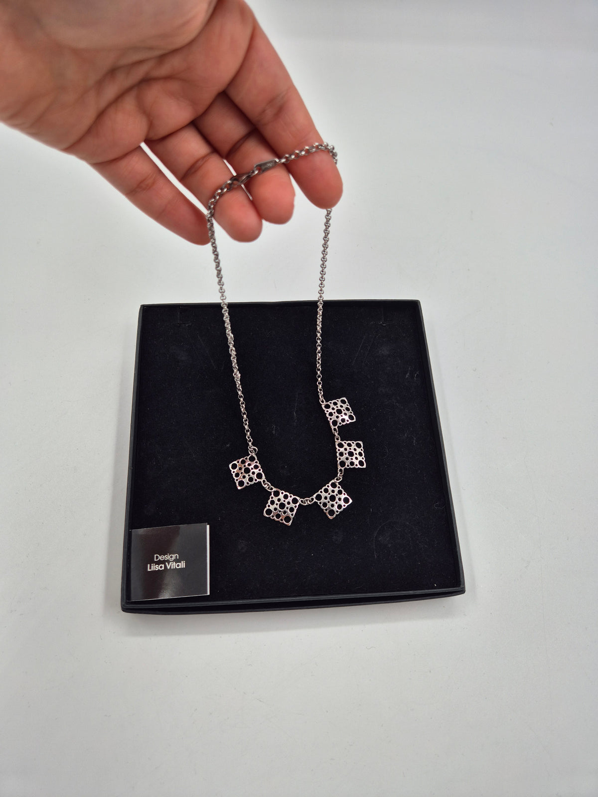 Vintage Liisa Vitali Pitsi Lace Necklace, 925 Sterling Silver, Finnish Designer Jewellery