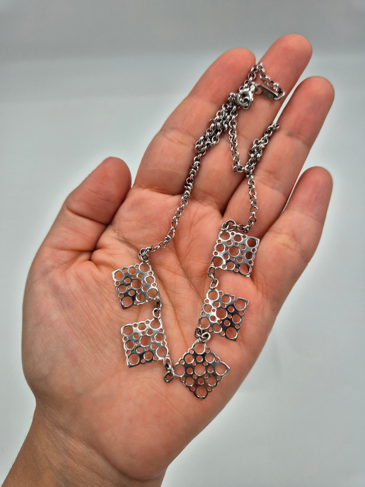Vintage Liisa Vitali Pitsi Lace Necklace, 925 Sterling Silver, Finnish Designer Jewellery
