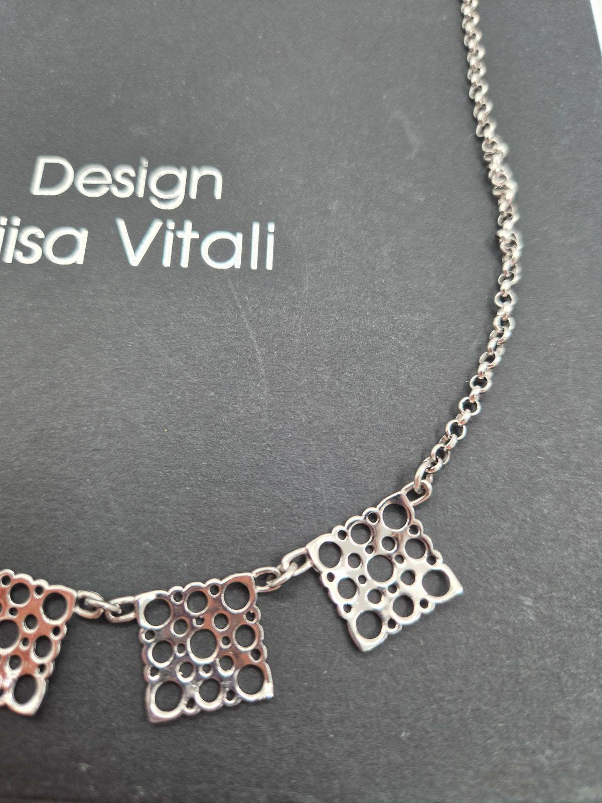 Vintage Liisa Vitali Pitsi Lace Necklace, 925 Sterling Silver, Finnish Designer Jewellery