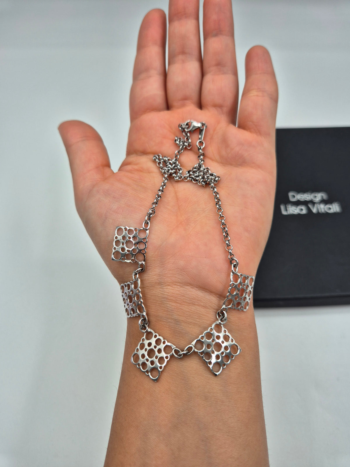 Vintage Liisa Vitali Pitsi Lace Necklace, 925 Sterling Silver, Finnish Designer Jewellery