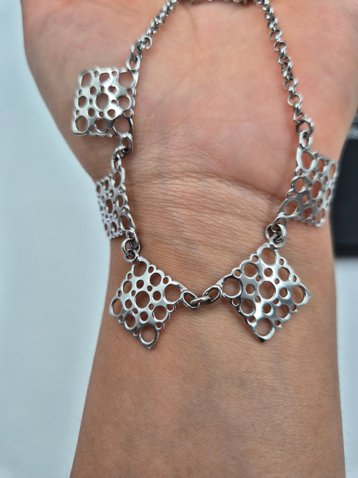 Vintage Liisa Vitali Pitsi Lace Necklace, 925 Sterling Silver, Finnish Designer Jewellery