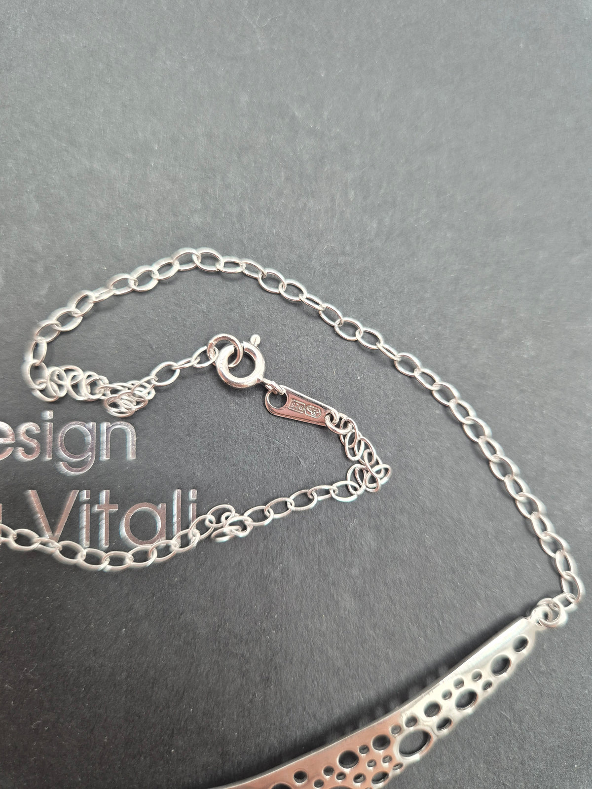 Liisa Vitali Silver Bubble Necklace, Finnish Designer Jewellery, Openwork Statement Necklace with Original Box