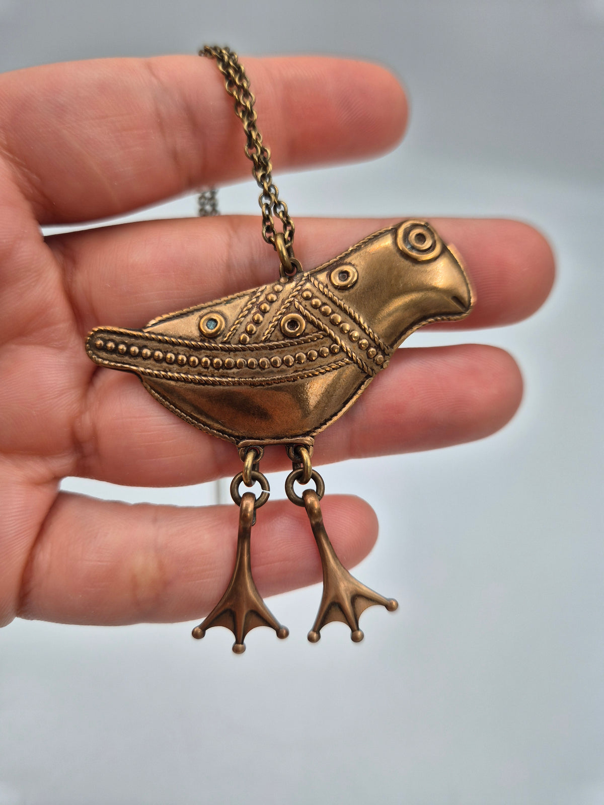 Kalevala Hattulan Lintu Bronze Necklace – Finnish Designer Jewellery