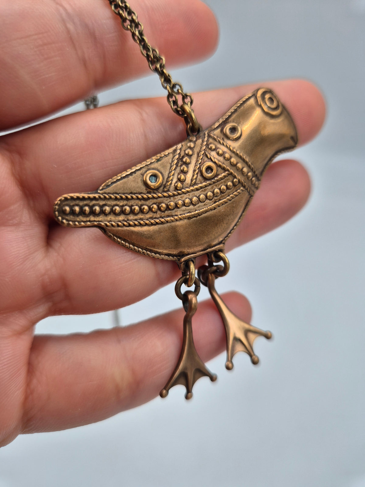 Kalevala Hattulan Lintu Bronze Necklace – Finnish Designer Jewellery