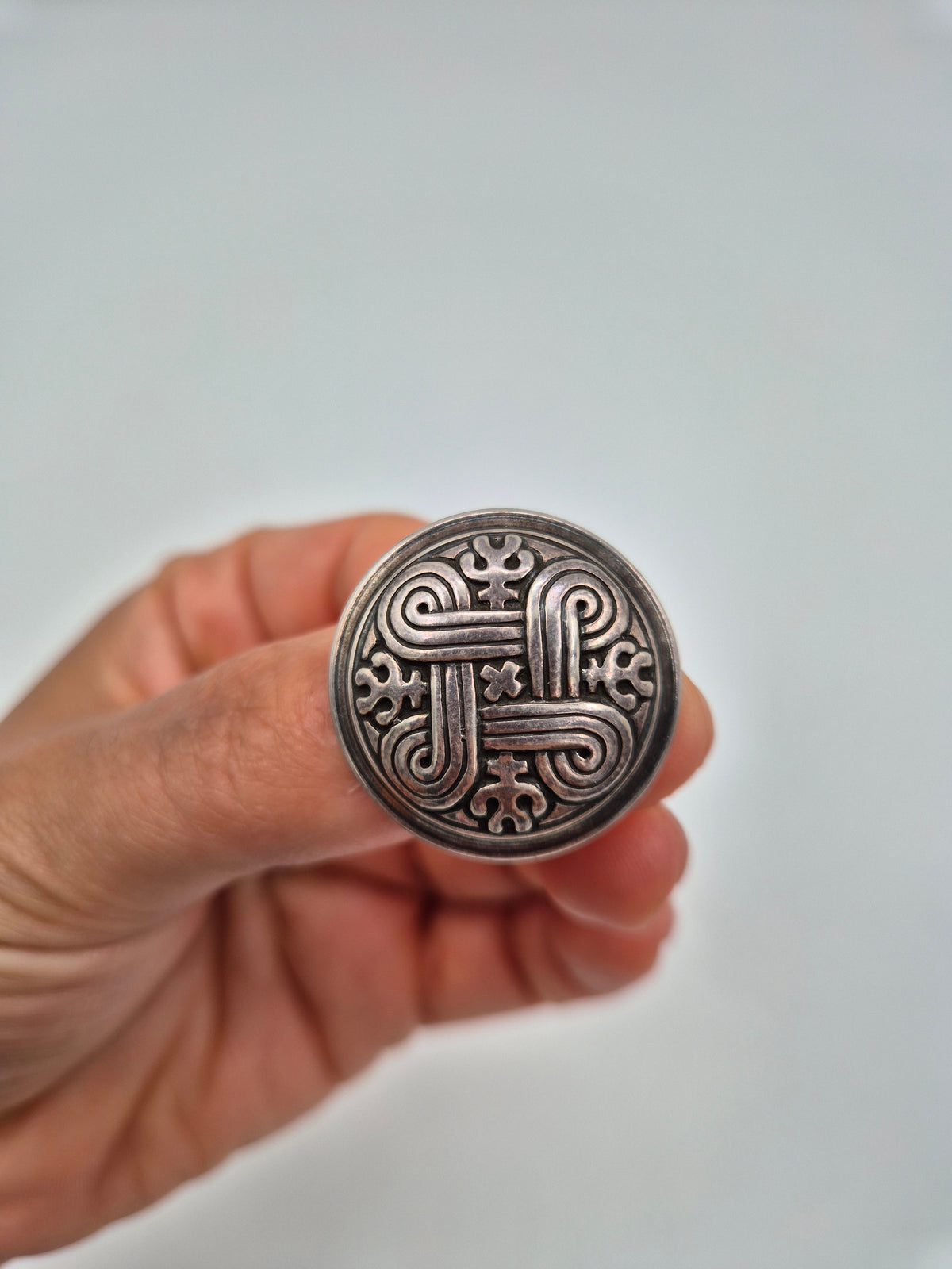 Silver Hannunvaakuna Brooch Kalevala, Traditional Finnish Jewelry