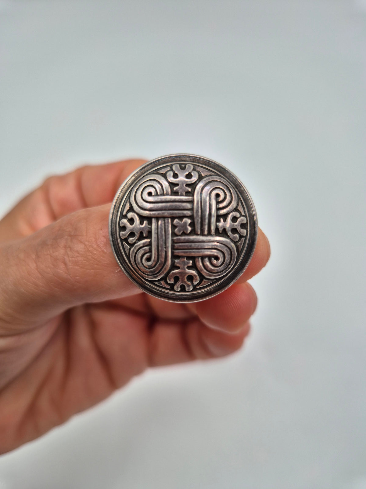 Silver Hannunvaakuna Brooch Kalevala, Traditional Finnish Jewelry