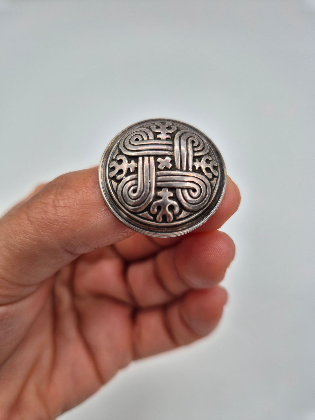Silver Hannunvaakuna Brooch Kalevala, Traditional Finnish Jewelry